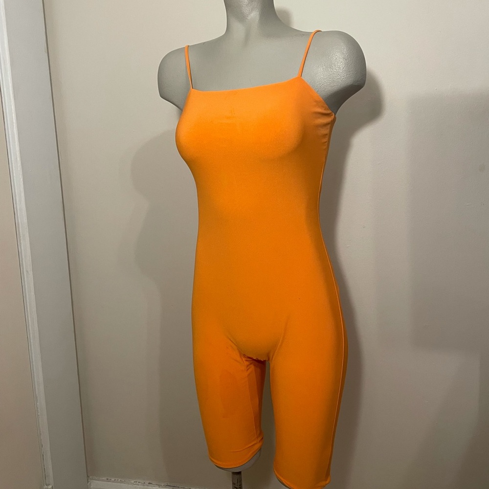 Orange jumpsuit knee length